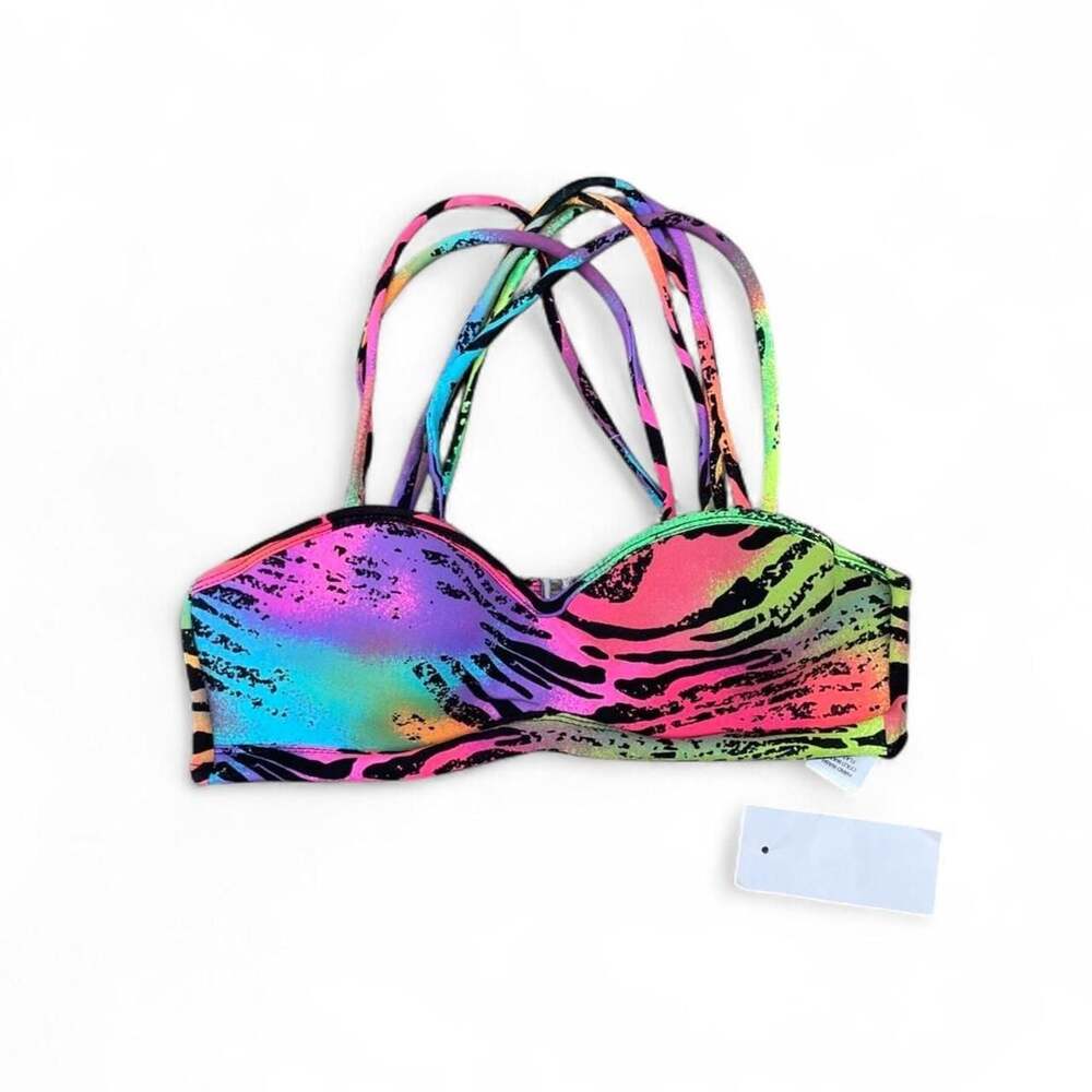 SHE By Anna Rainbow Zebra Strappy Bikini Top